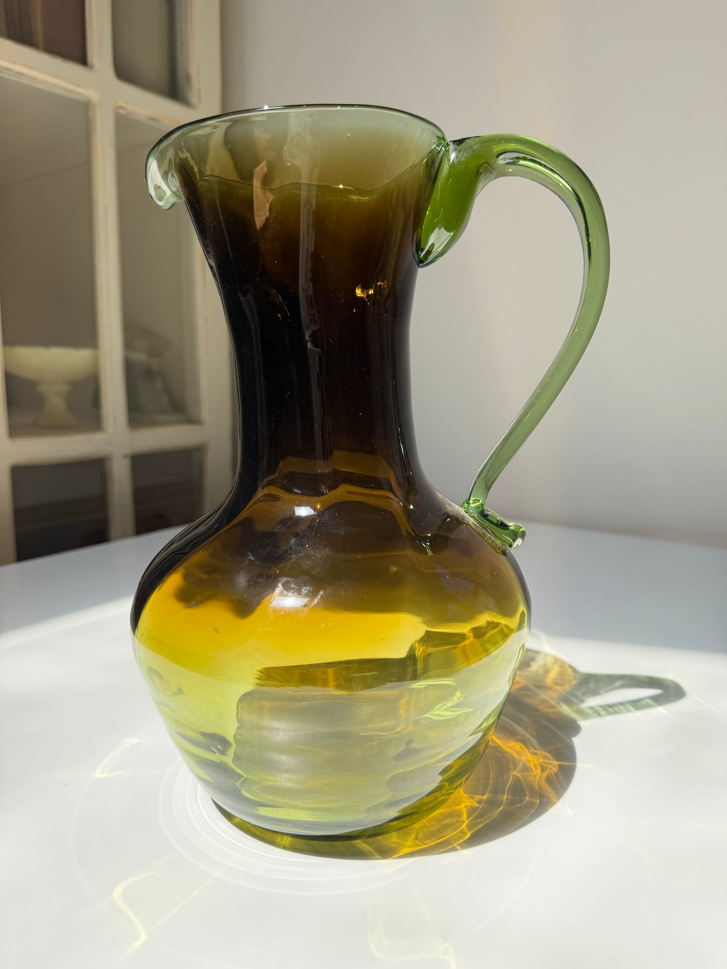 Vintage Bischoff Art Glass Kingstown 10" Pitcher in Burnt Amber