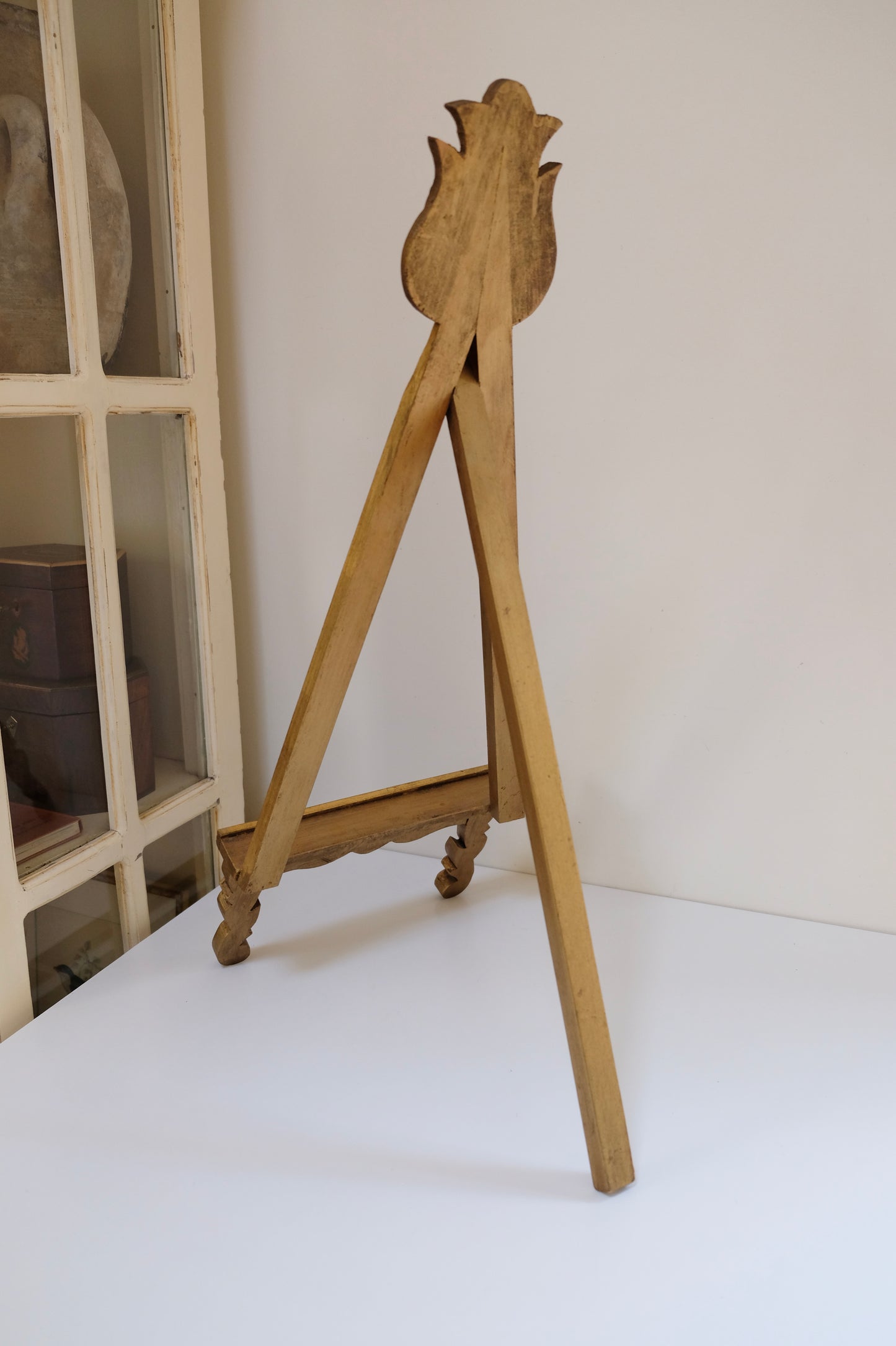 Hand-Carved Gilded Wooden Easel — 30” x 11”