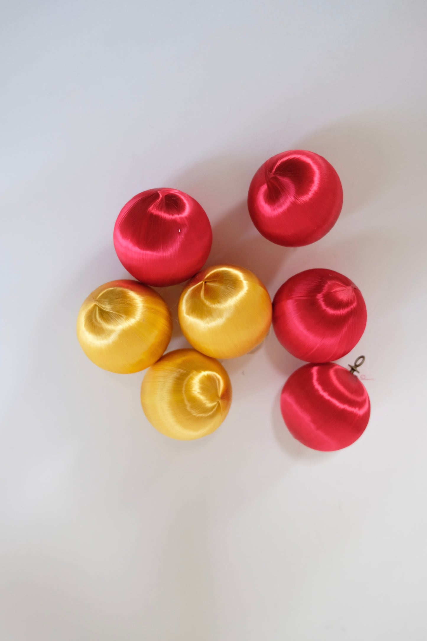 Set of 7 Vintage Satin Ornaments