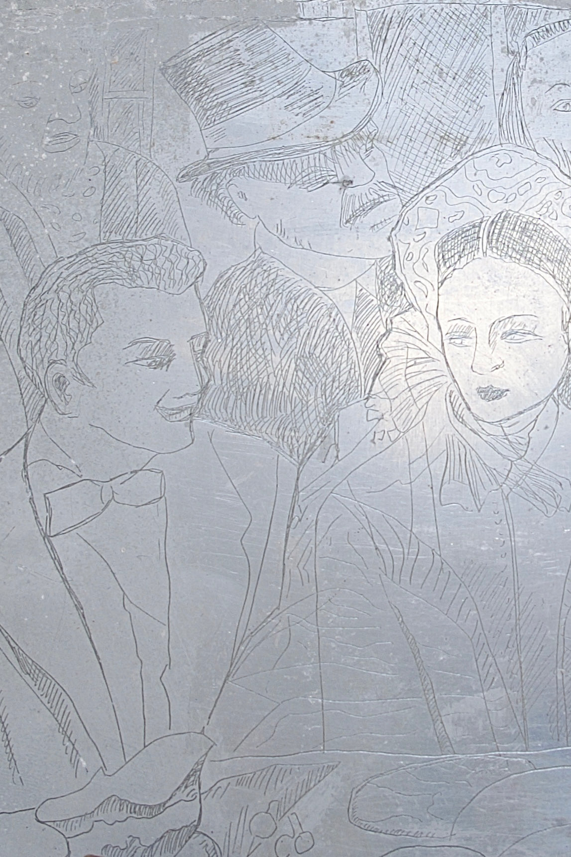 Vintage Etched Metal Print – Jazz Club Scene