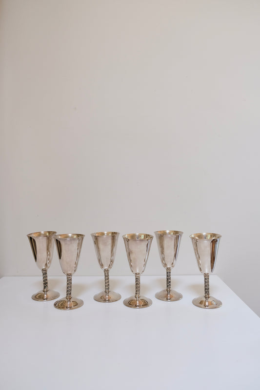 Set of Six Silver Plated Goblets, Sevilla Spain⁠