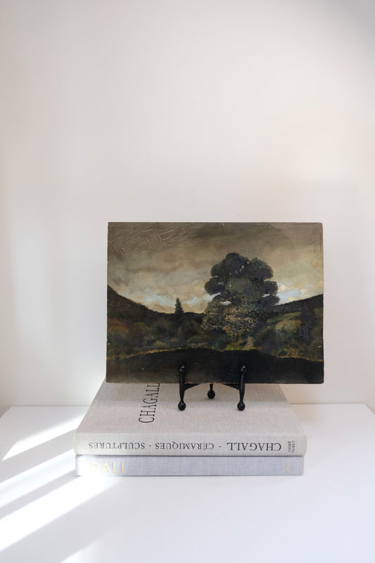 Antique Moody Landscape on Board