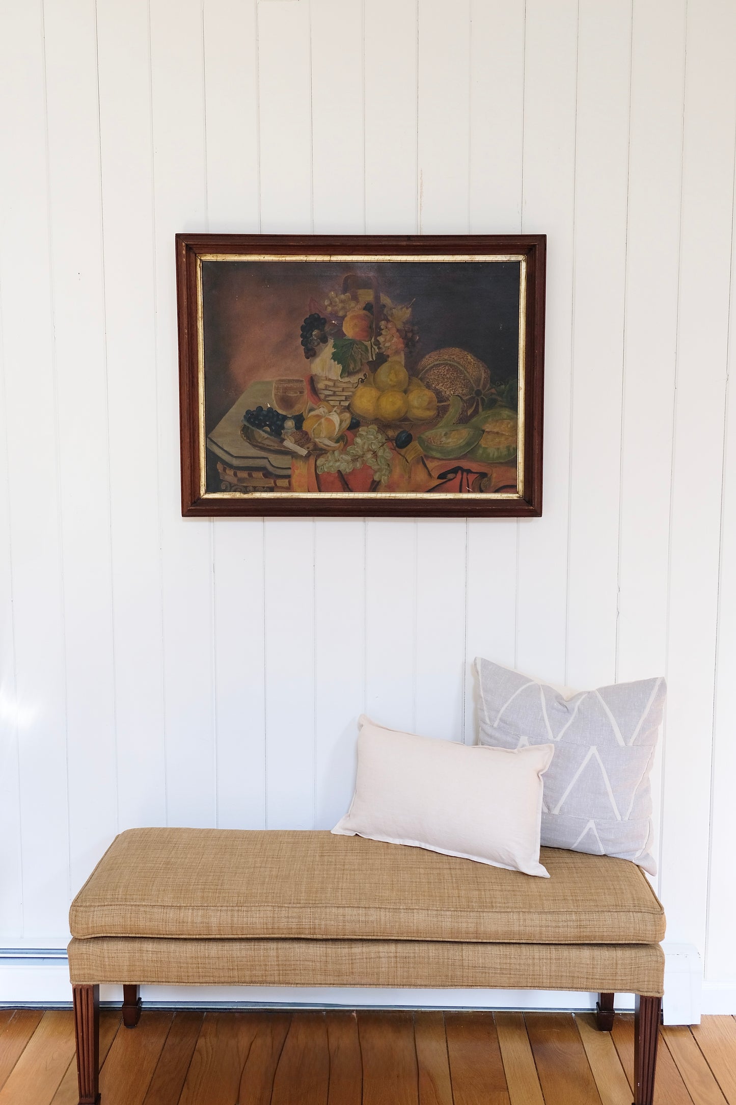 Large-scale Antique Still Life Oil Painting on Canvas, Initialed and Dated