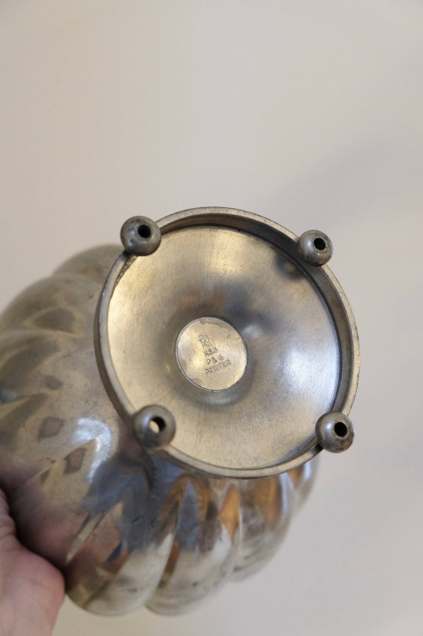 KSO Vintage Pewter Scalloped Compote