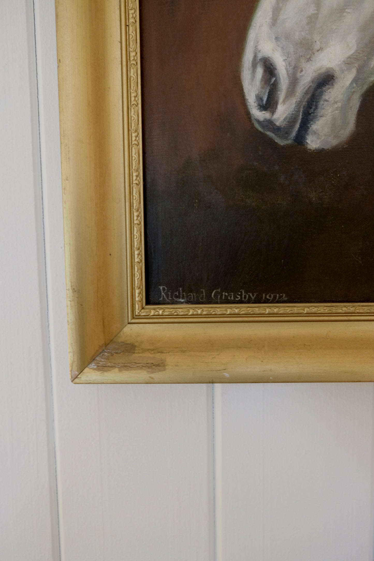 Vintage 1972 Horse Farm Oil Painting