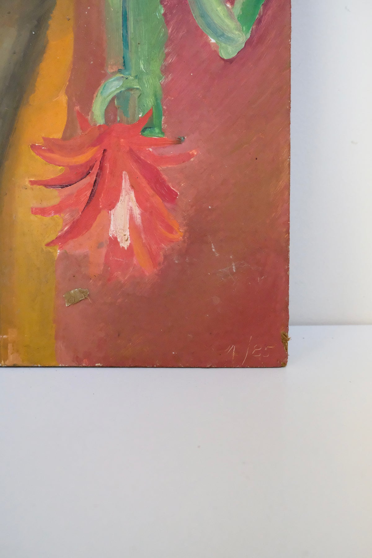 1985 Impressionist Cactus Oil Painting