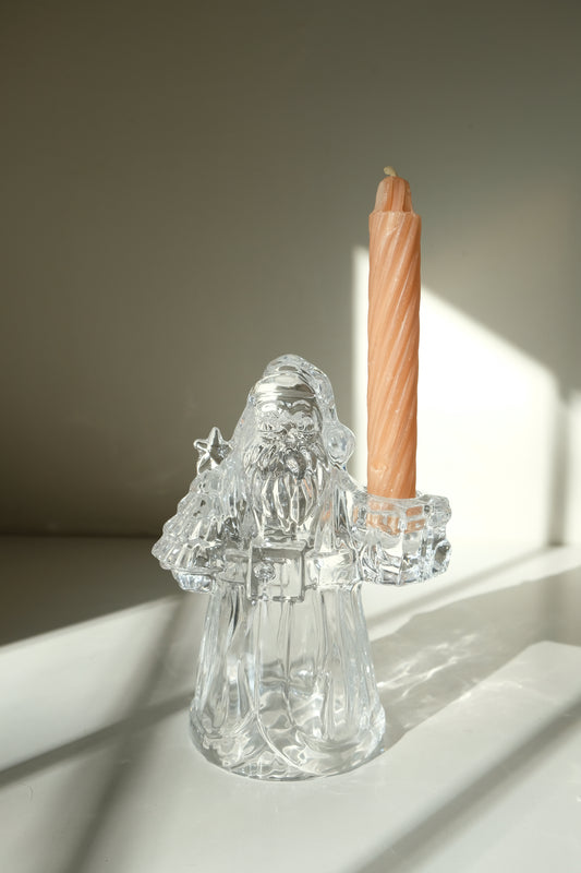 Heavy Glass Santa Taper Holder