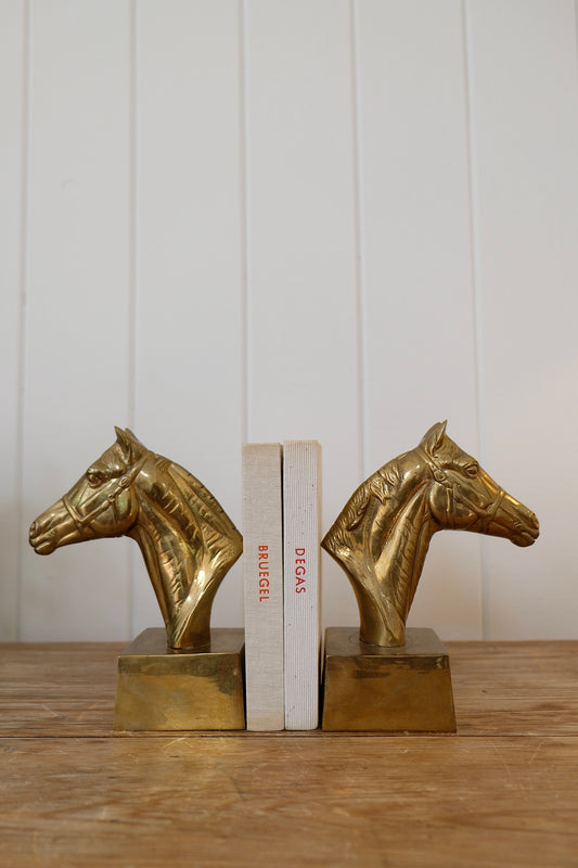 Pair of Vintage Brass Horse Bookends