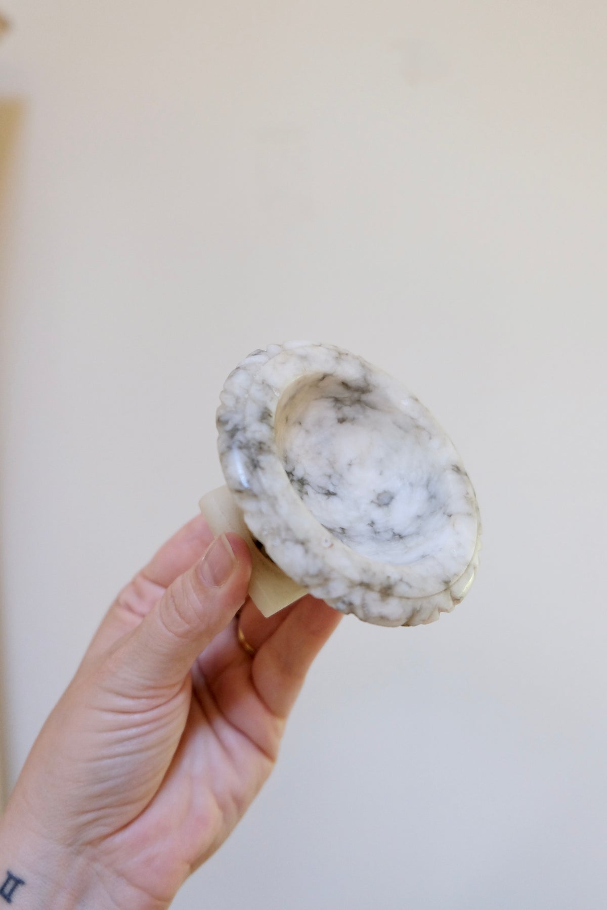 Mini Vintage Alabaster Bird Bath