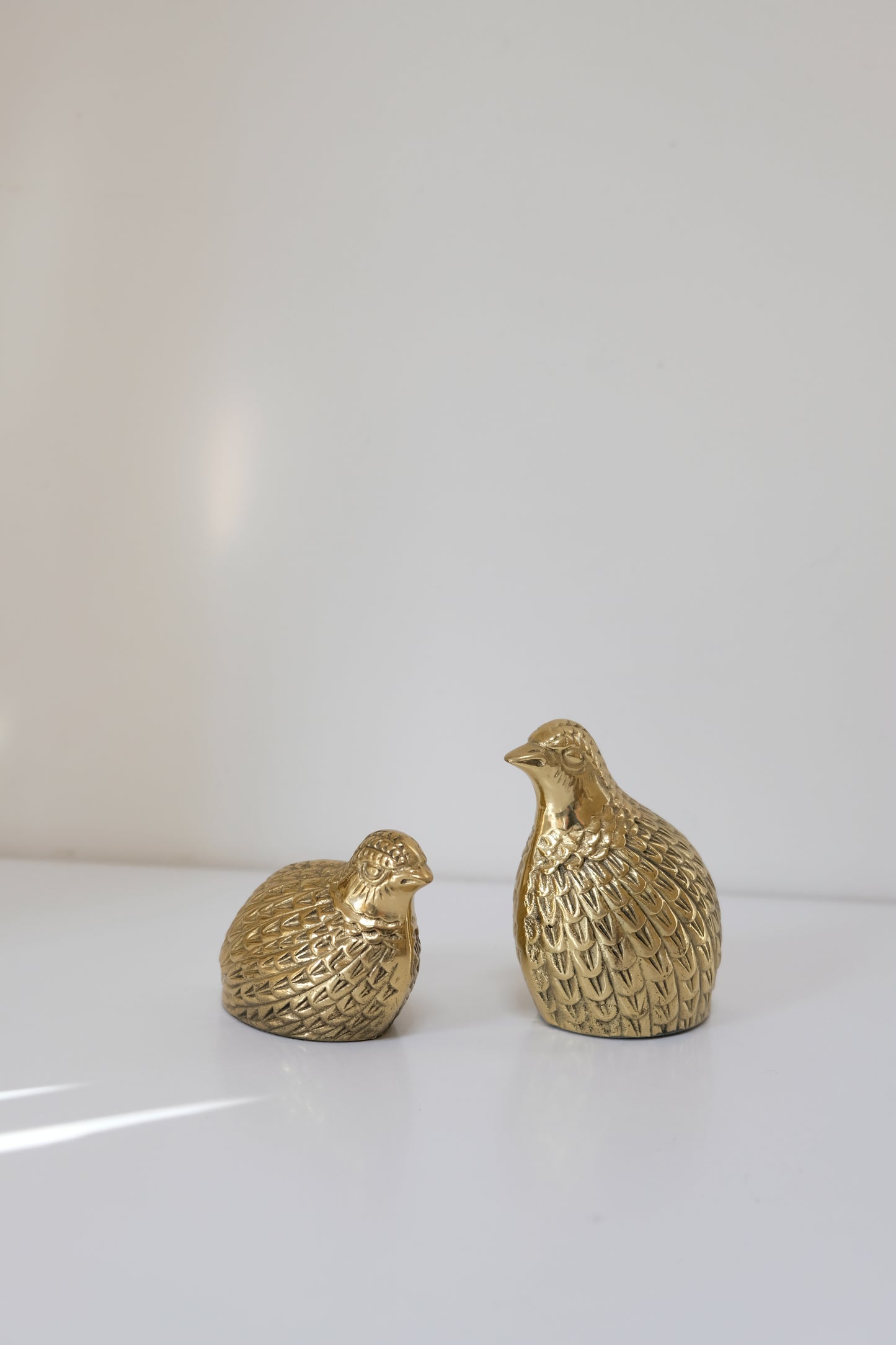 Pair of Vintage Brass Quails