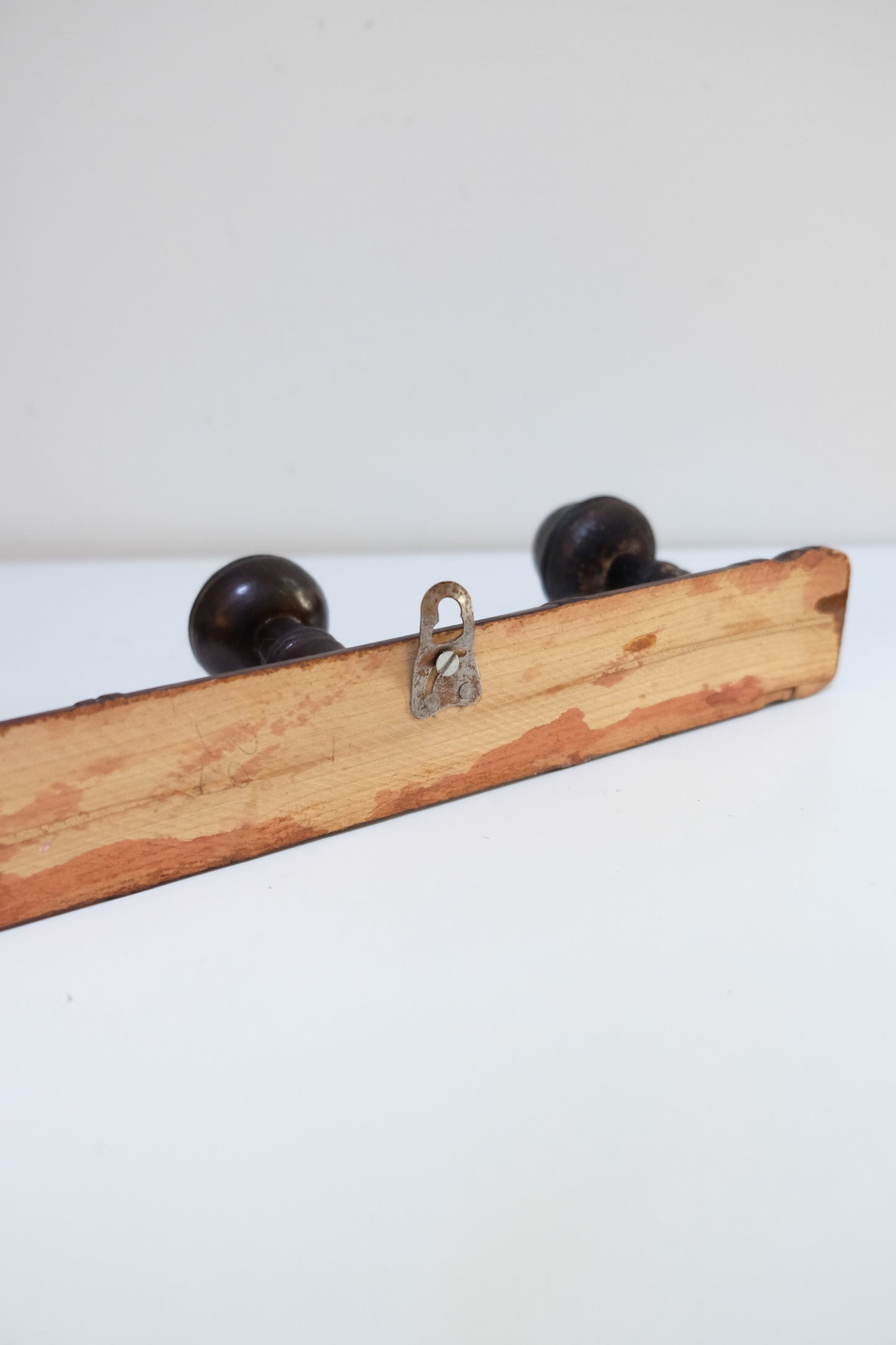 Vintage French Wooden Five-Peg Hat Rack