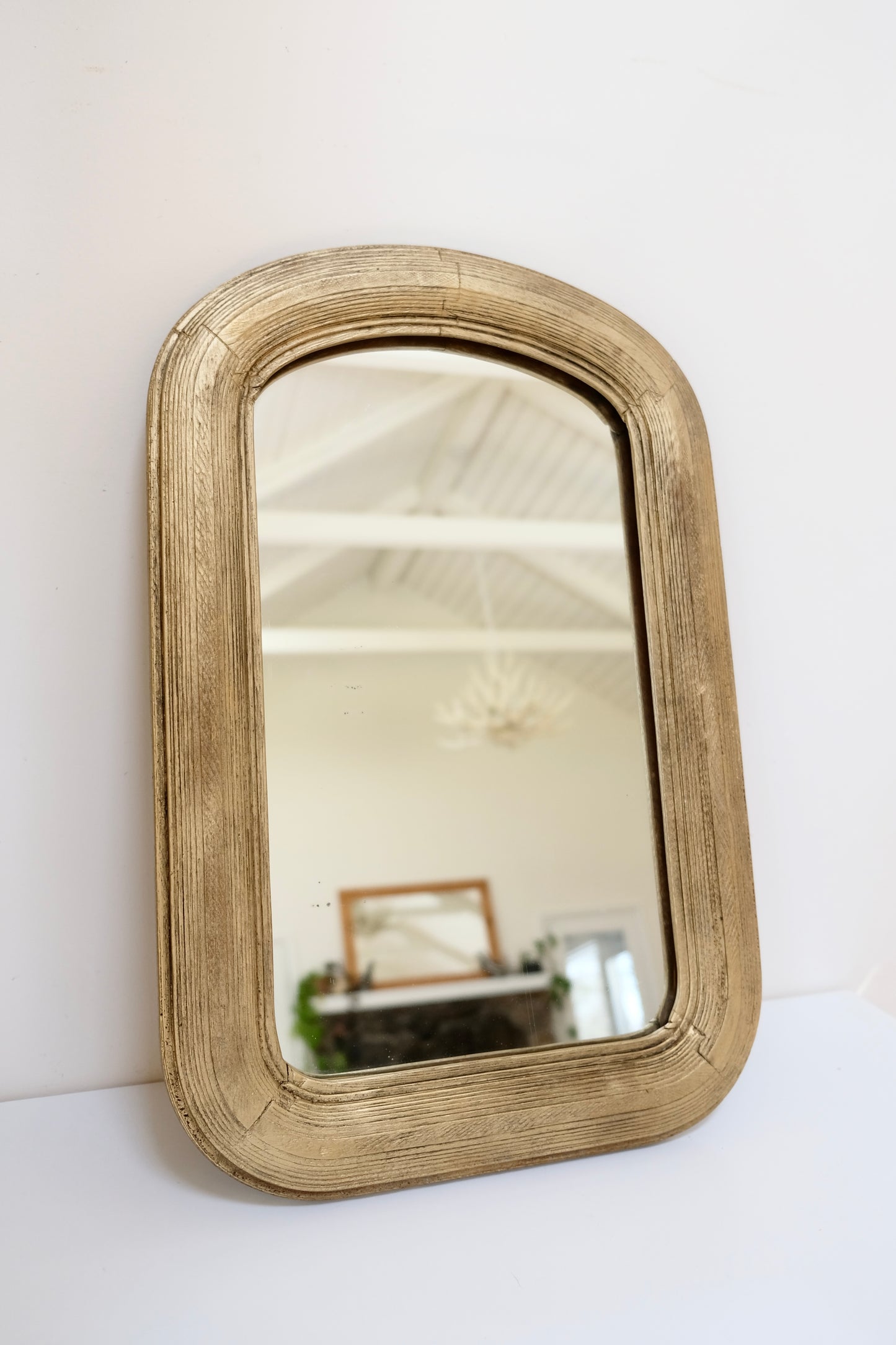Antique Brass Framed Arched Wall Mirror