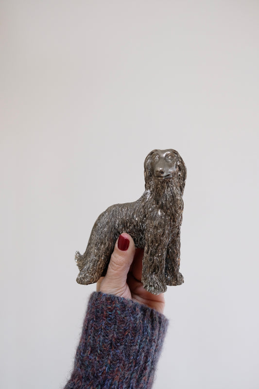 Vintage Pewter Afghan Hound Sculpture, made in Italy