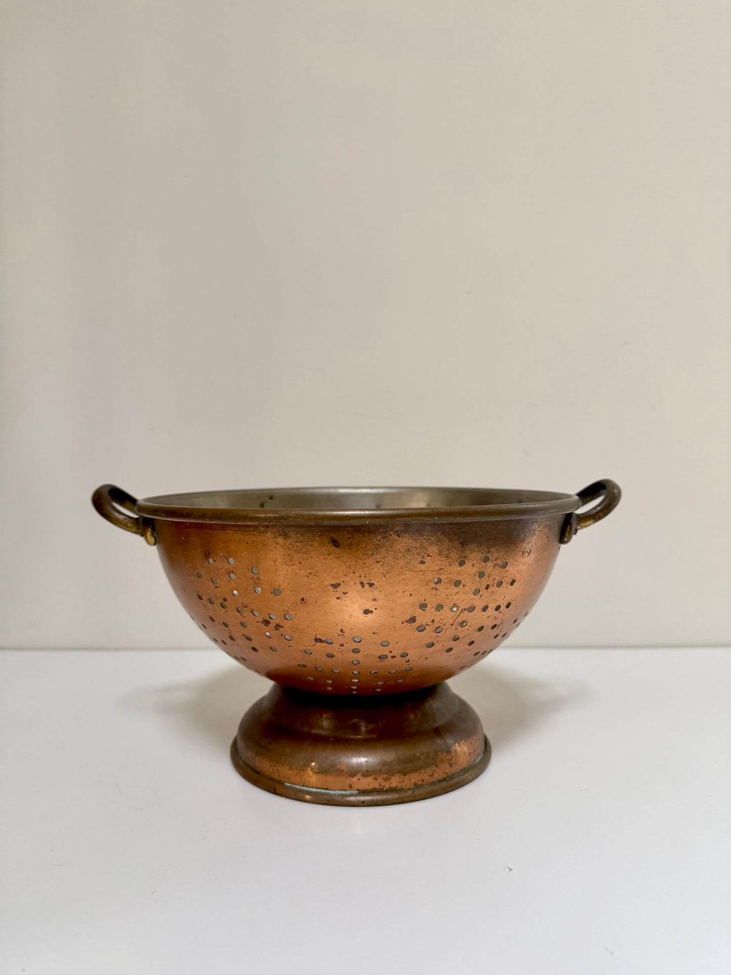 Vintage Copper Colander — 9” x 5.5”