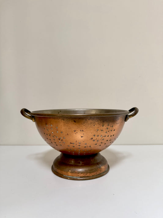 Vintage Copper Colander — 9” x 5.5”