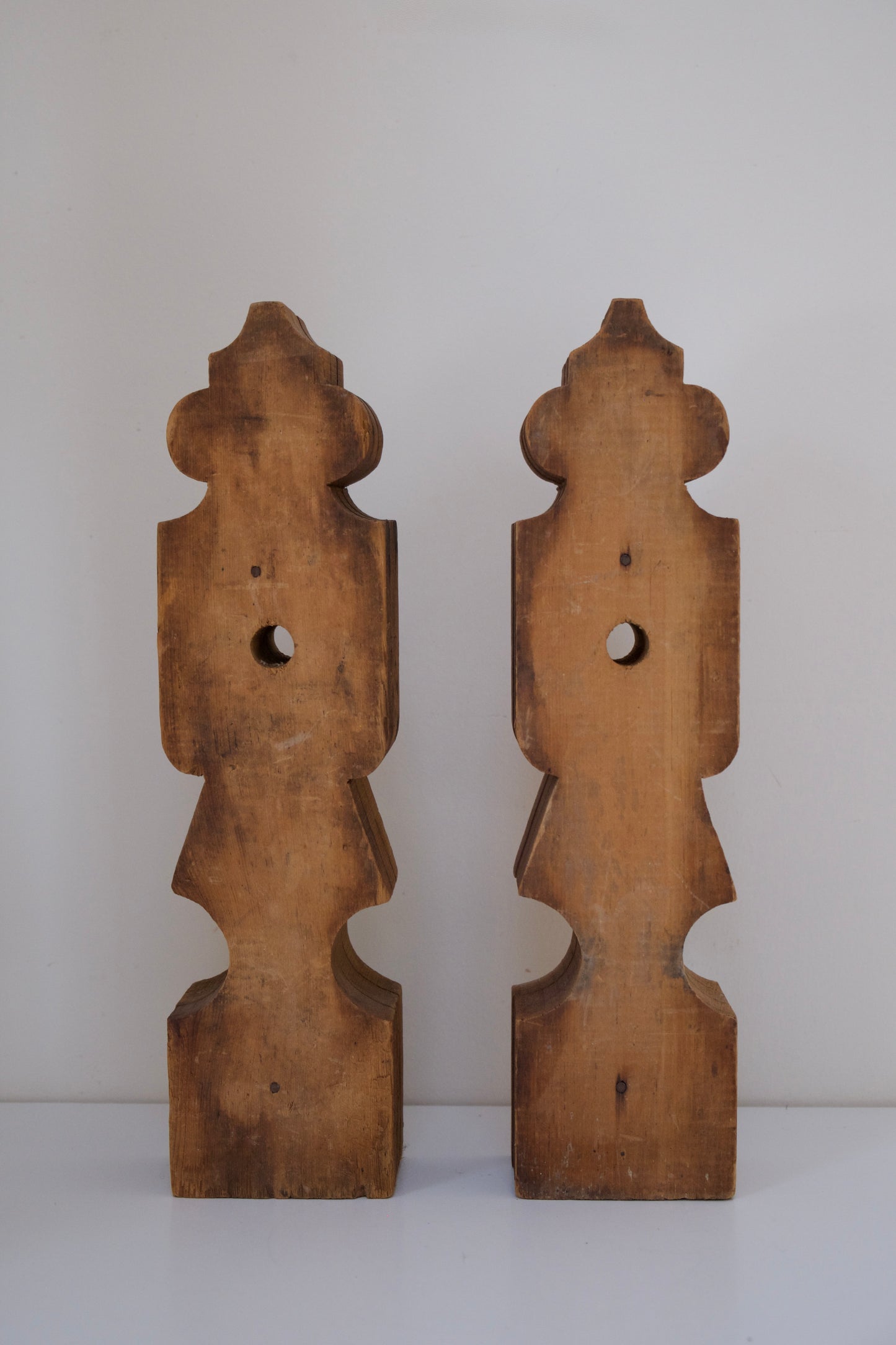 Pair of Antique Wooden Salvage Pieces From an Old Barn