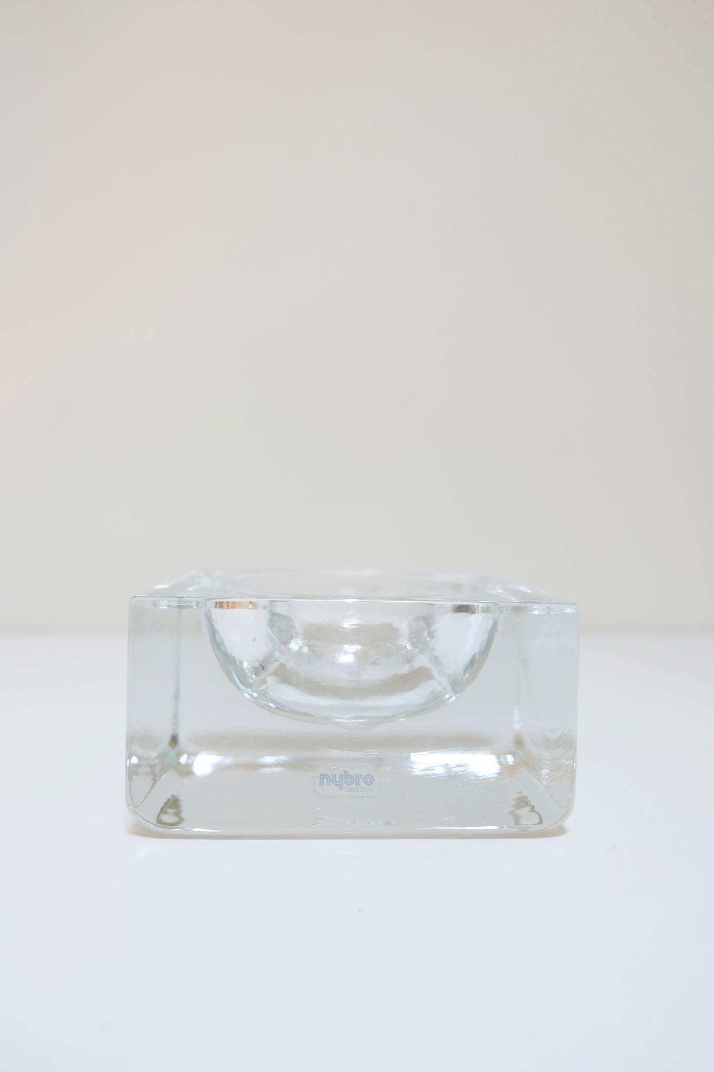 Vintage Nybro Sweden Art Glass Ashtray, Heavy Swedish Glass