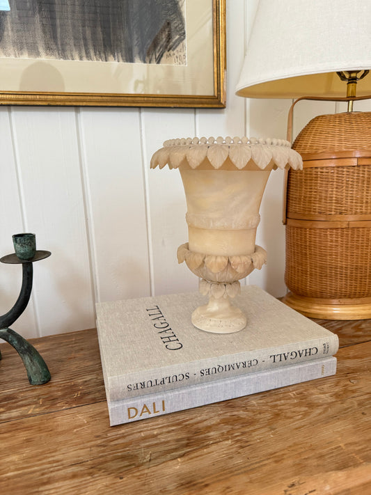 Beautifully Hand-Carved Alabaster Urn Vase