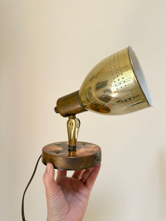 Vintage Industrial Brass Sconce, Rewired as a Table Lamp