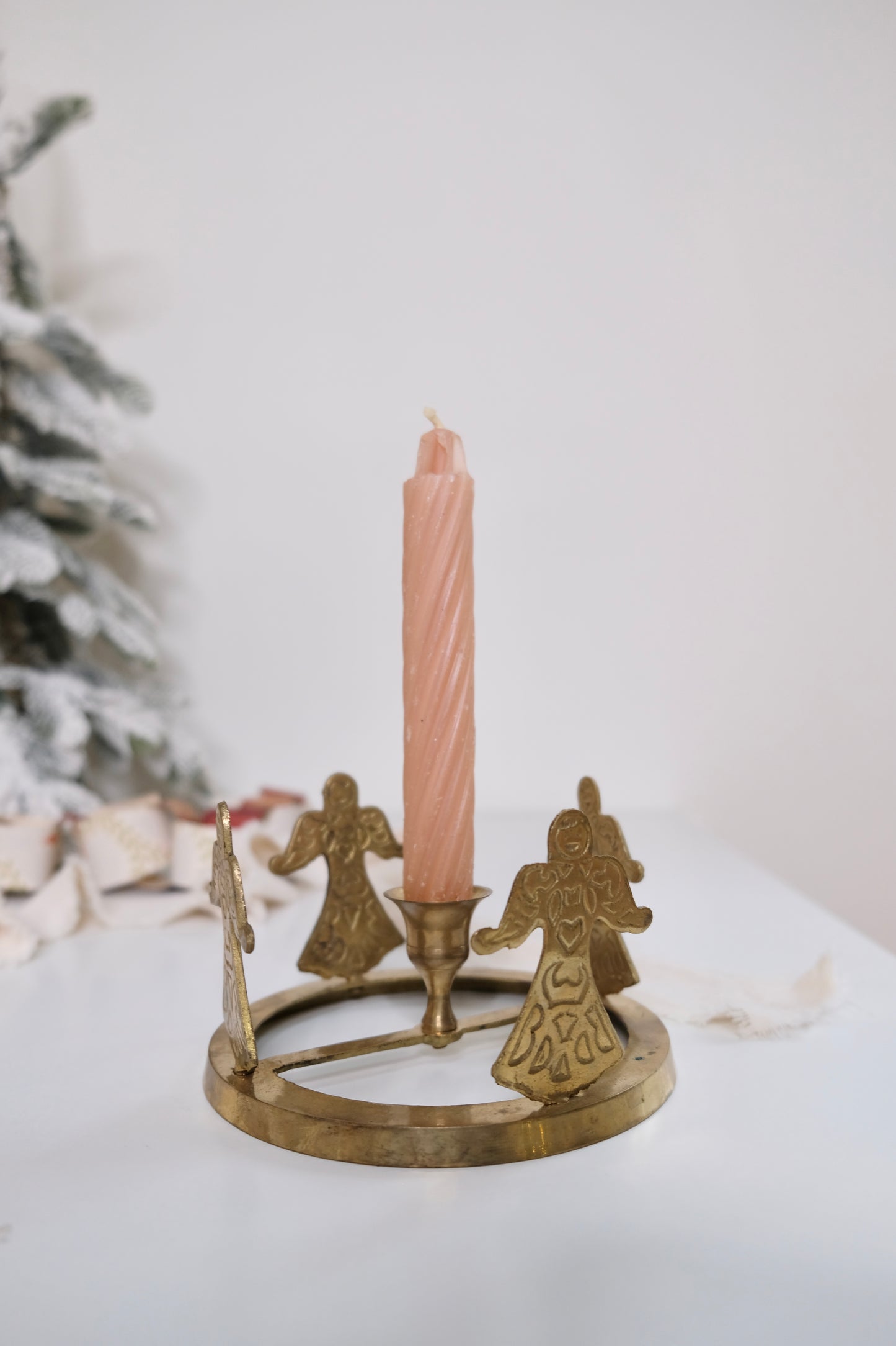 Vintage Brass Angel Candle Holder