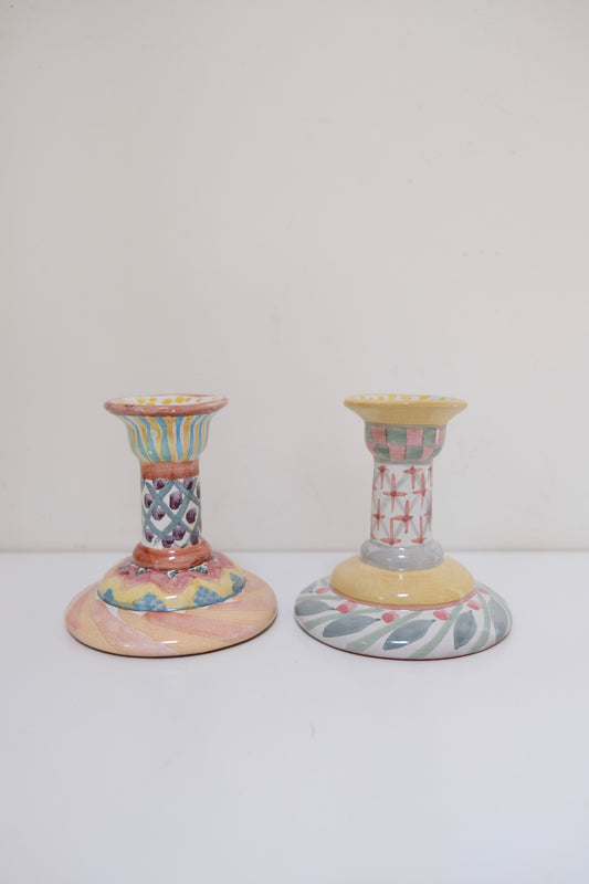Pair of Mackenzie-Childs Bearded Iris Candle Holders