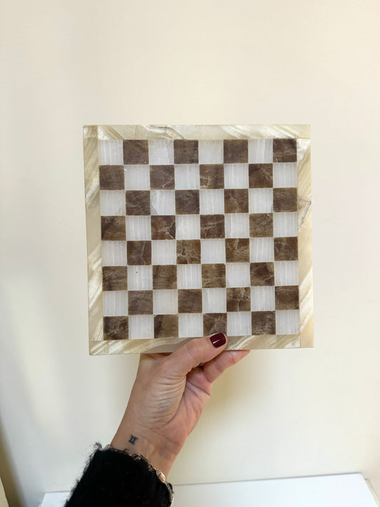 Mini Beautiful Neutral Marble Chessboard