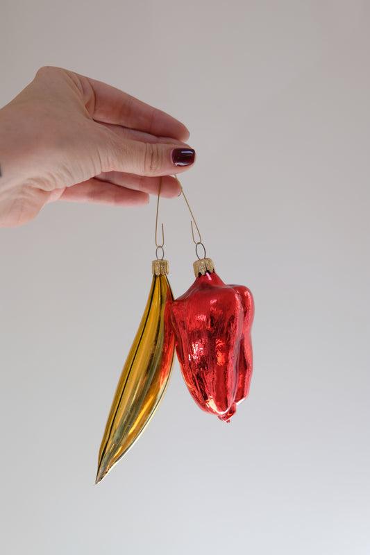 Vintage Bell Pepper and Banana Ornaments