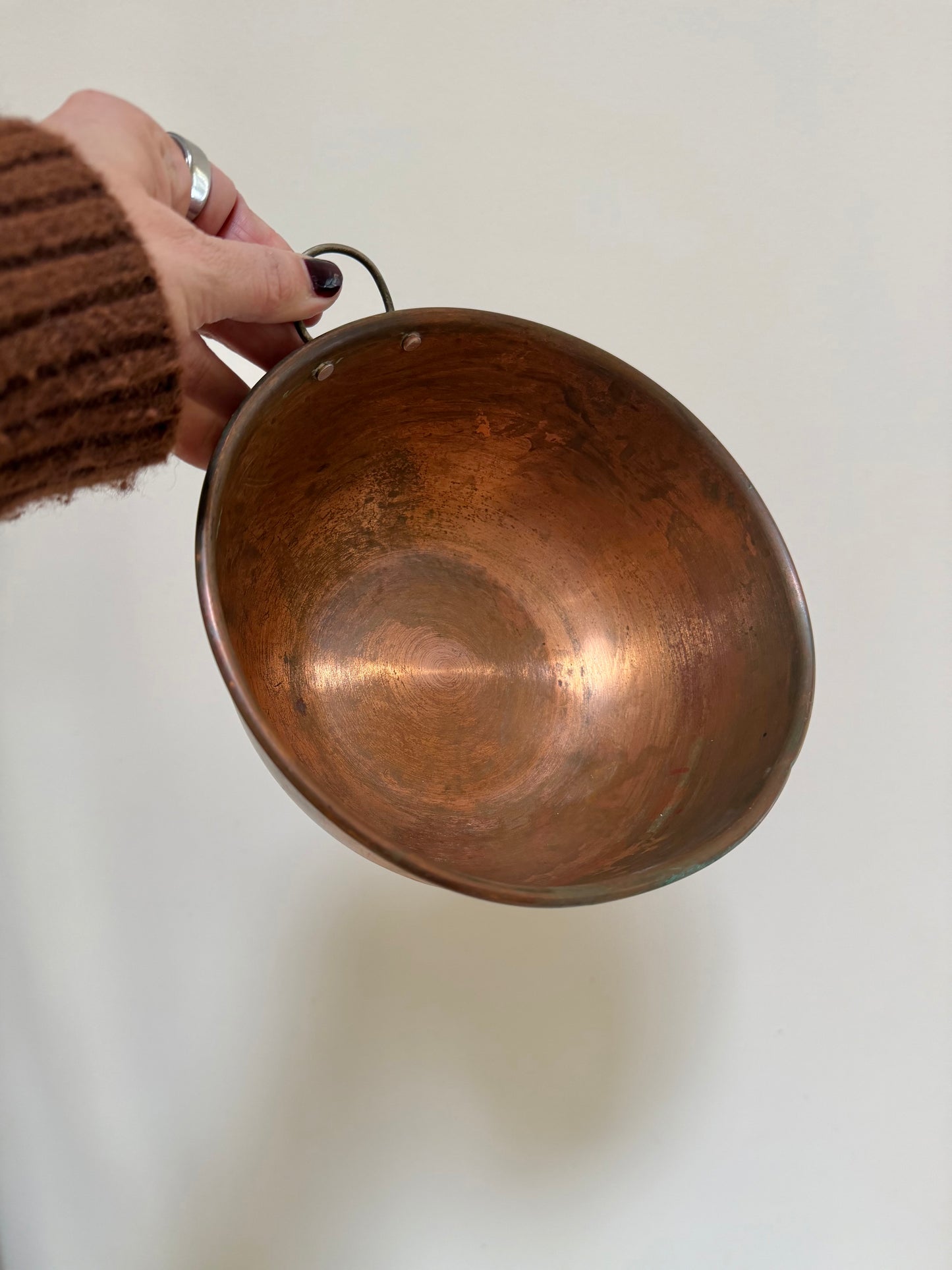 Set of 2 Copper Bowls with Rings — 7.5” x 3”