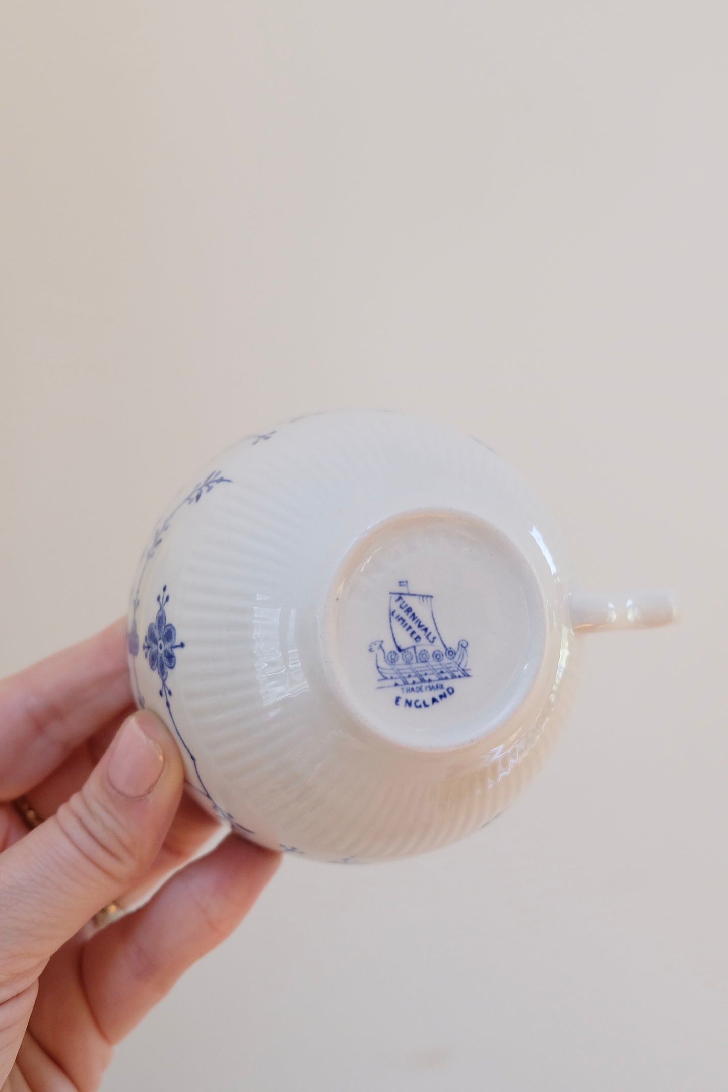 Vintage English Blue Fluted Style Tea Cups, Sold Separately