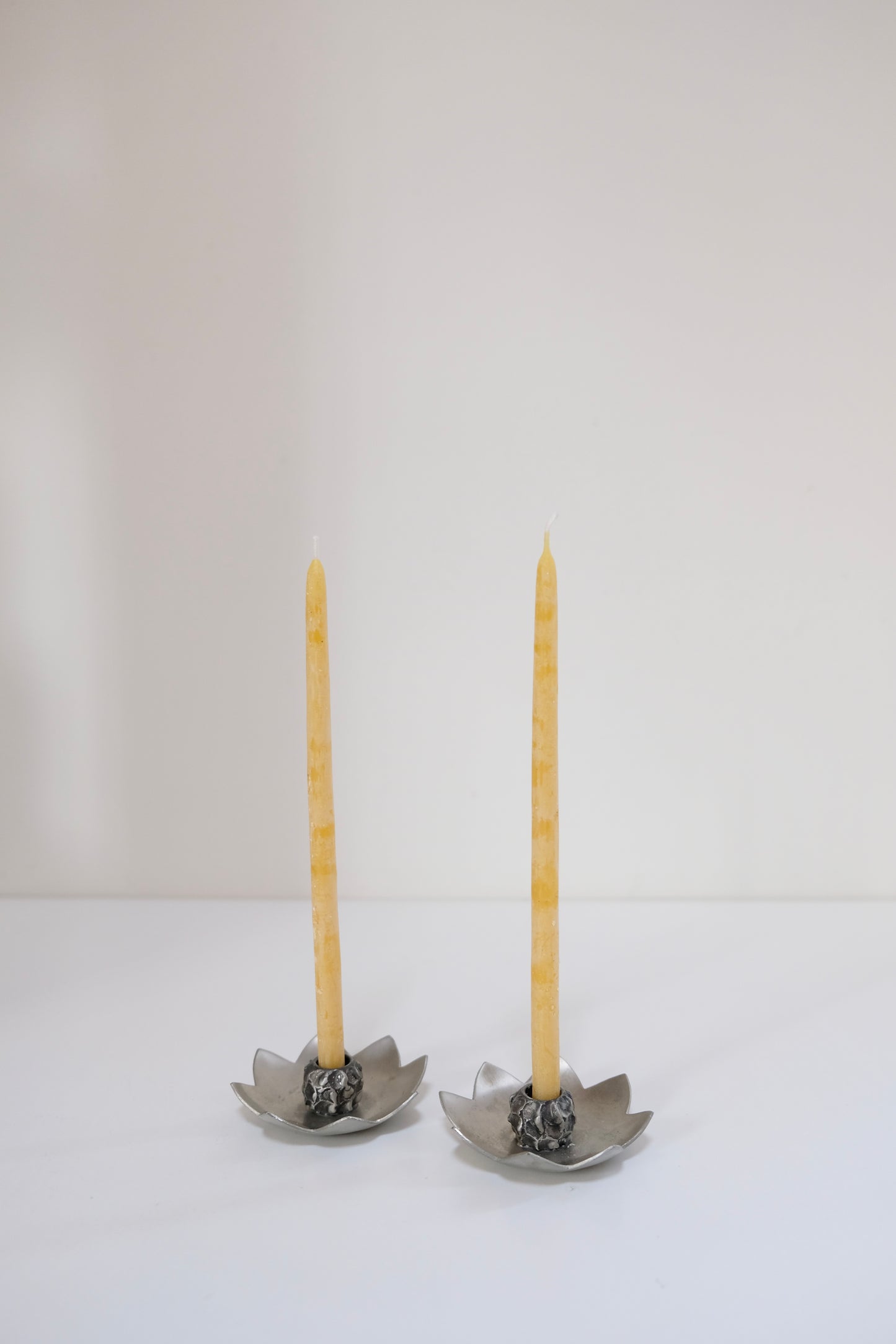 Pair of Norwegian Pewter Candleholders