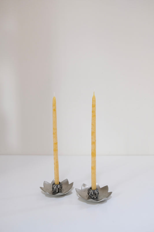 Pair of Norwegian Pewter Candleholders