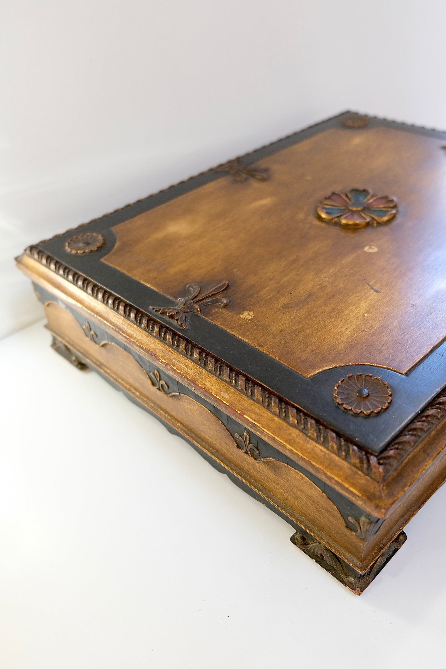 Gorgeous Wooden Floral Lined Box