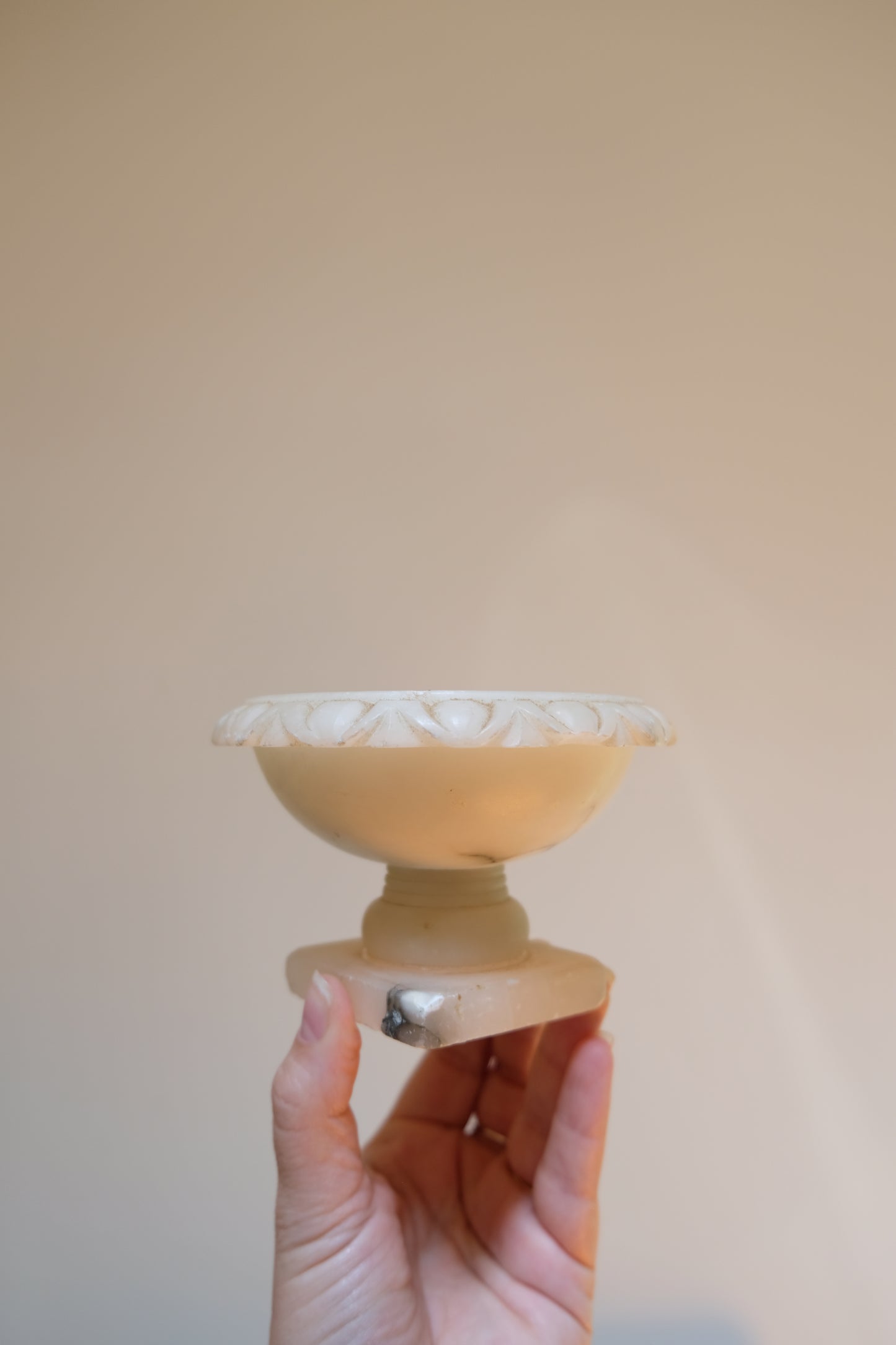 Vintage Alabaster Bird Bath, No Birds