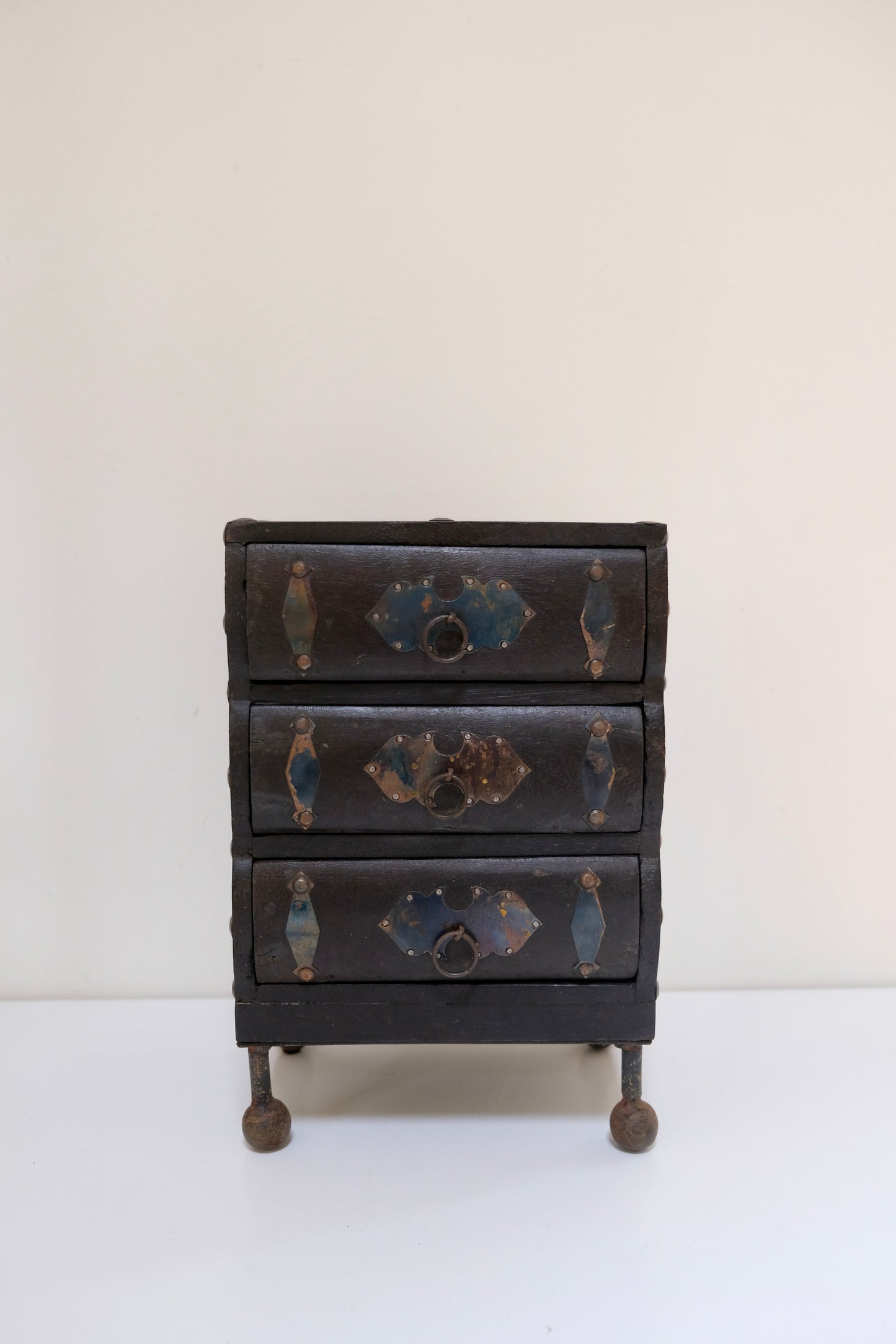 Vintage Mini Three Drawer Dresser with Metal Details