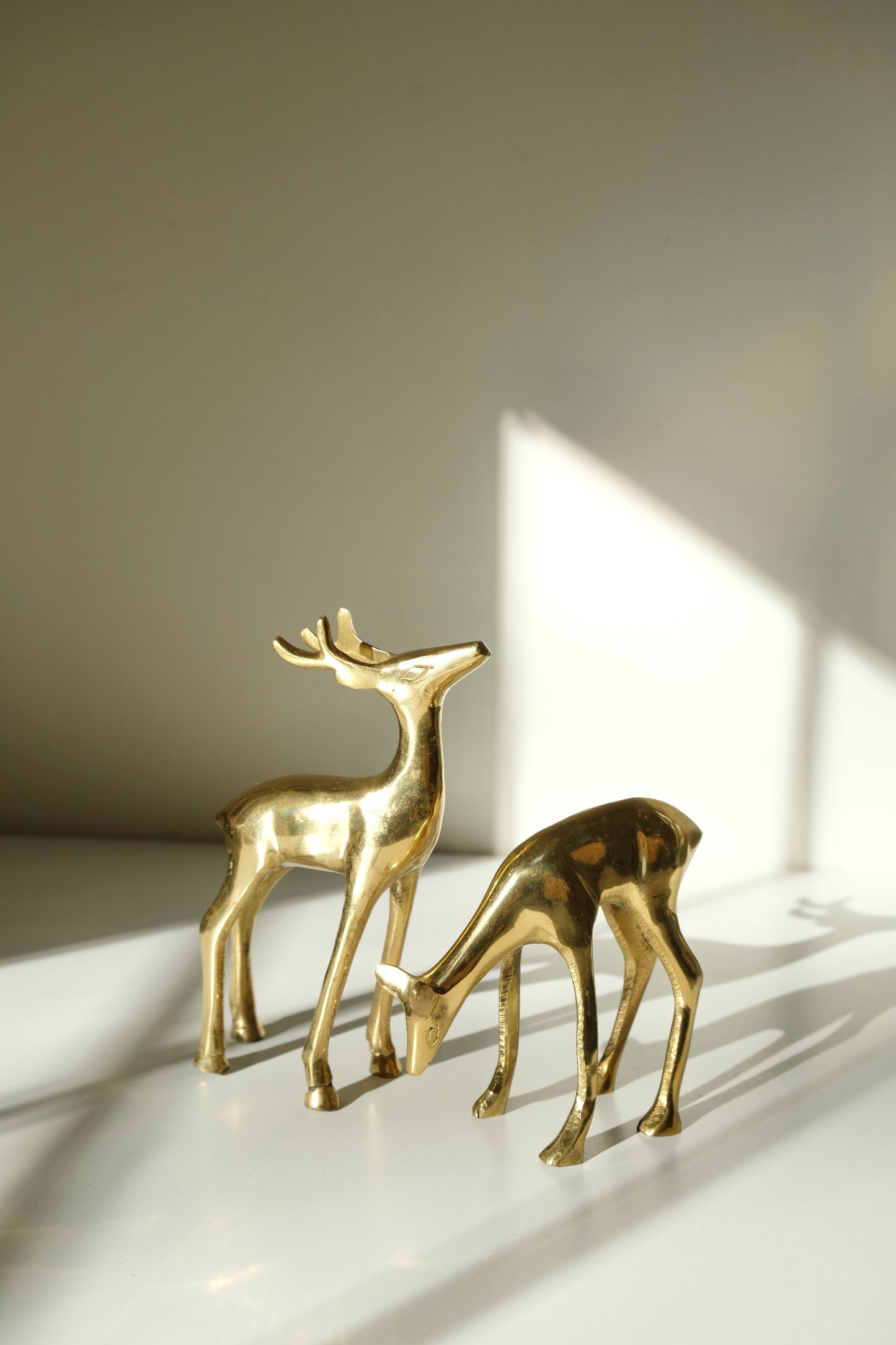 Pair of Vintage Brass Deer