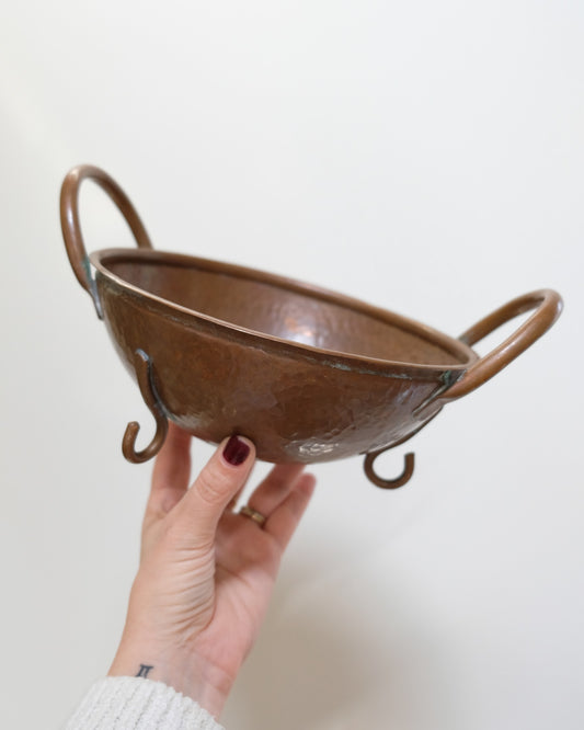 Copper Hammered Footed Bowl