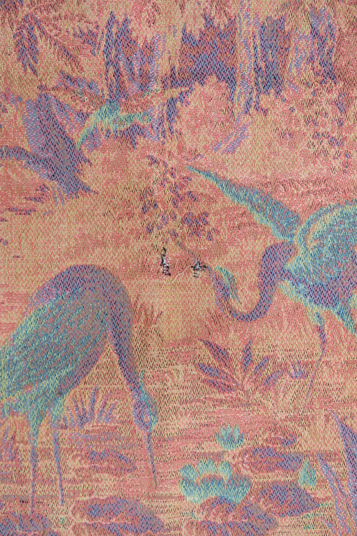Antique Woven Bird French Tapestry