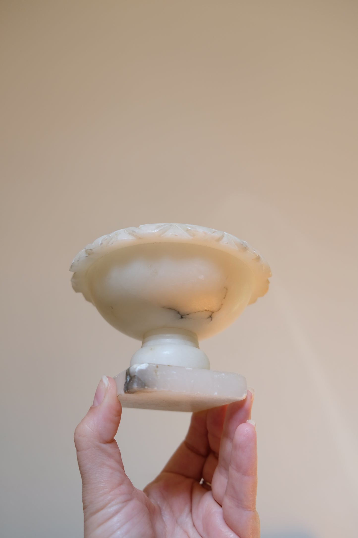 Vintage Alabaster Bird Bath, No Birds