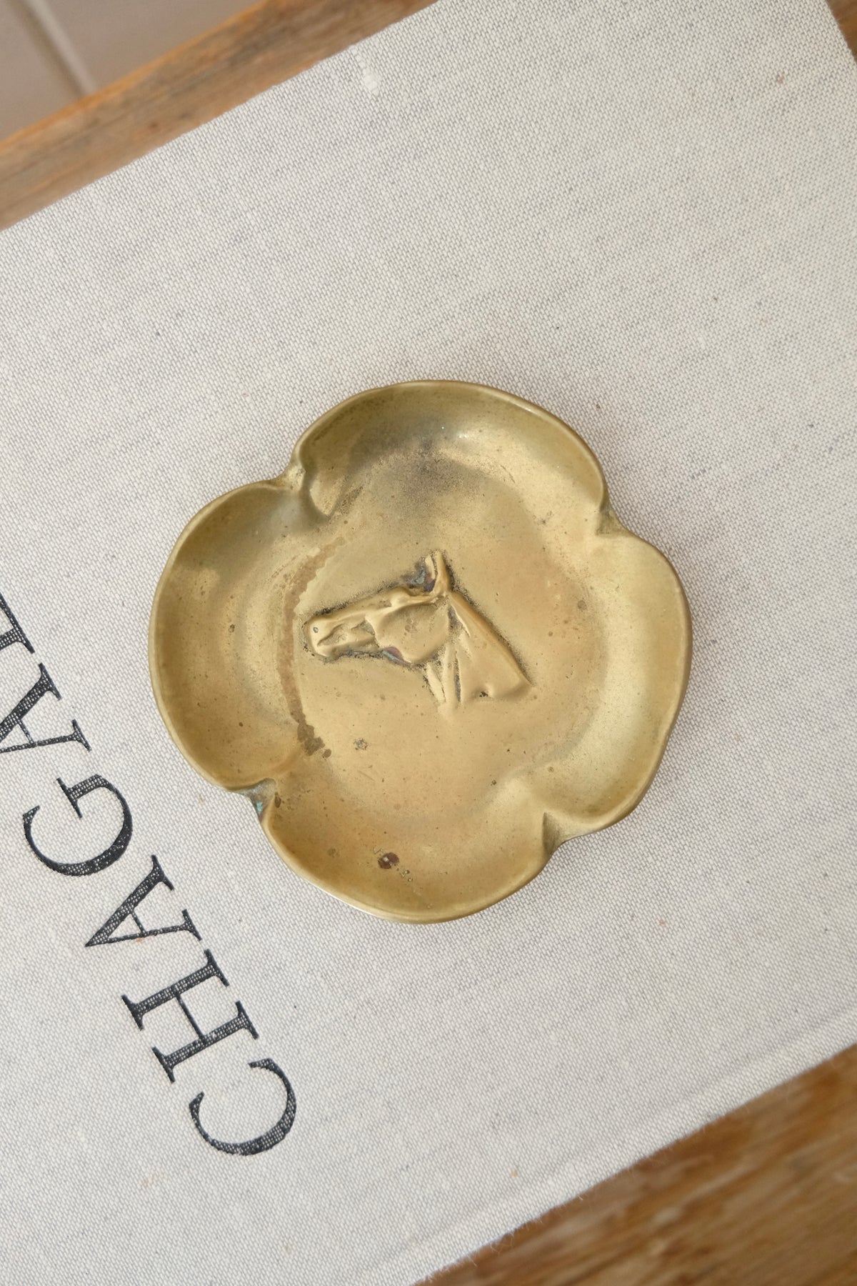 Vintage Virginia Metalcrafters Brass Clover Dish with Horse