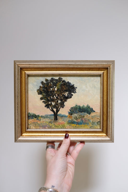 Small Vintage Oil Painting – “Tree at Dusk”