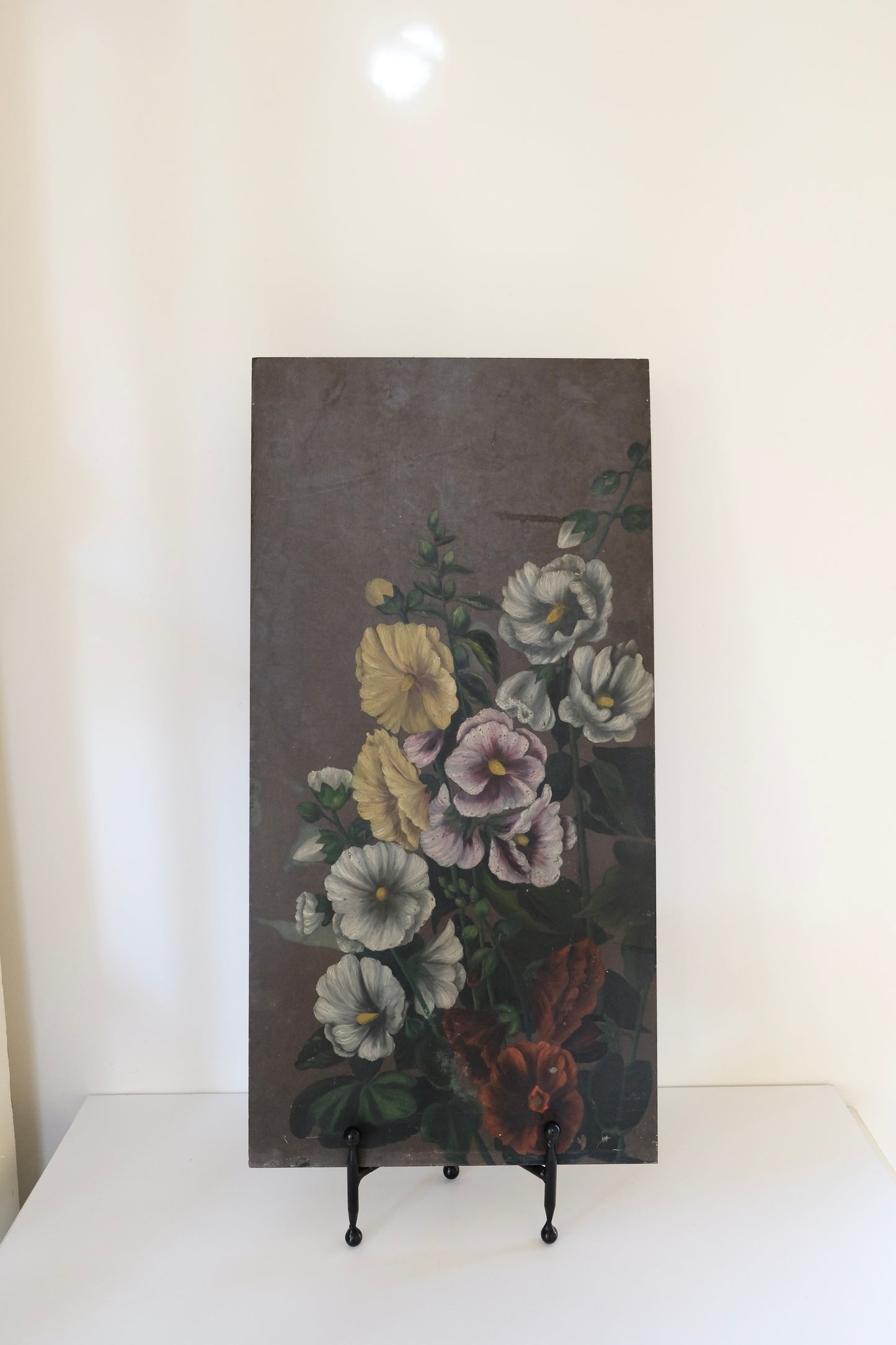 Moody Floral Painting on Slate