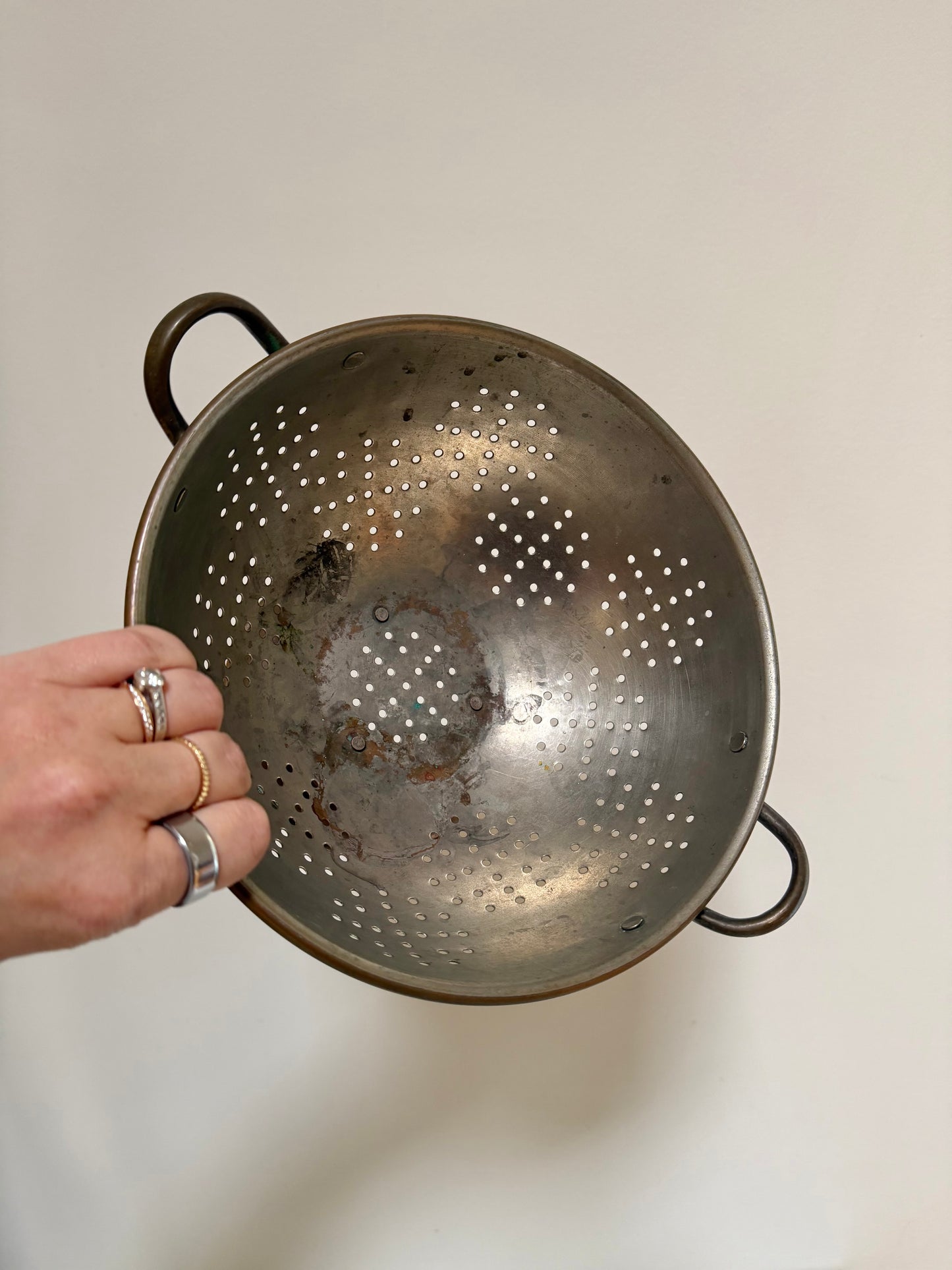 Vintage Copper Colander — 9” x 5.5”