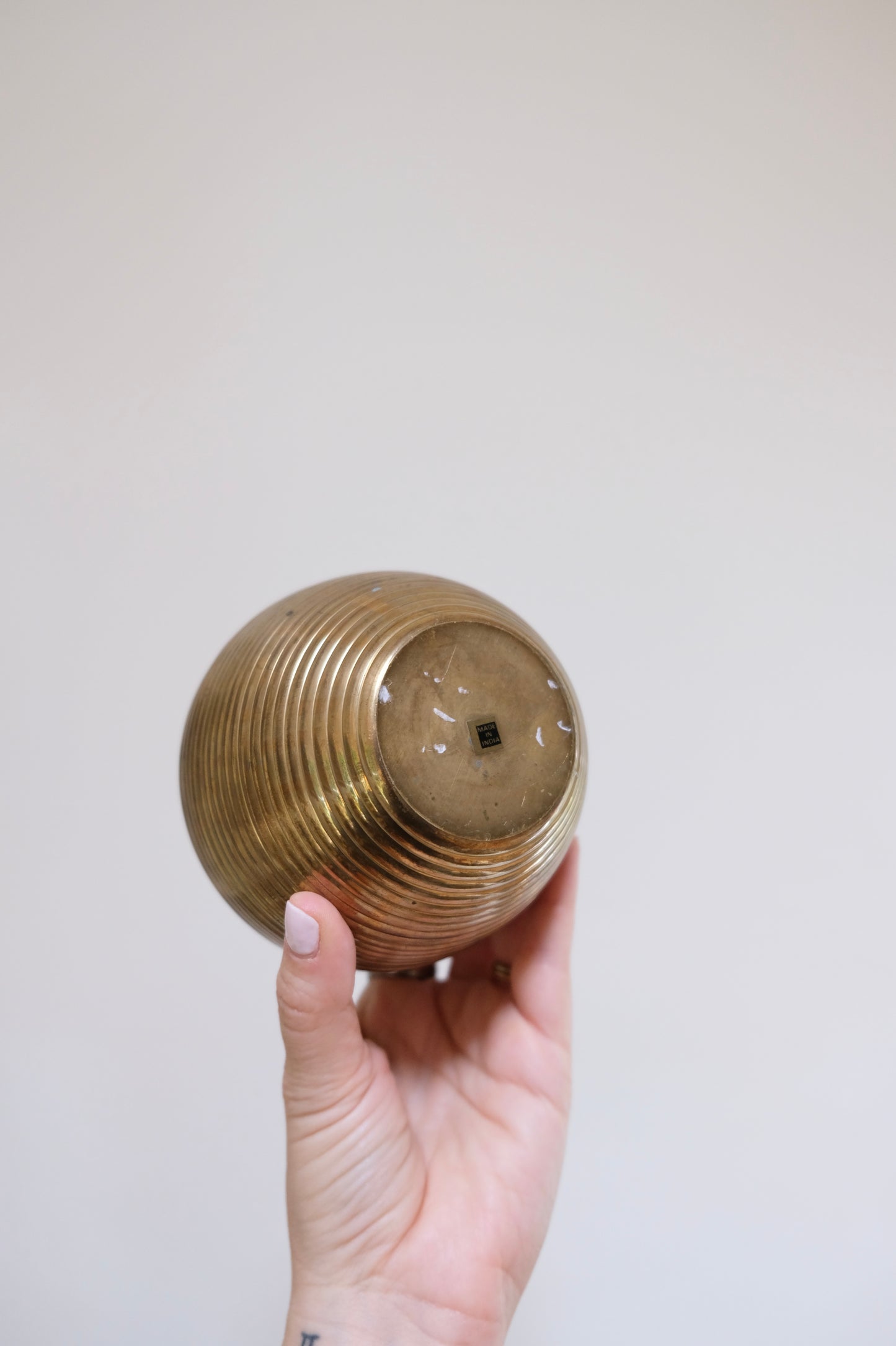 Ribbed Brass Vase