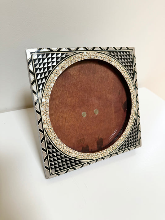 Vintage micro-mosaic inlaid wood frame