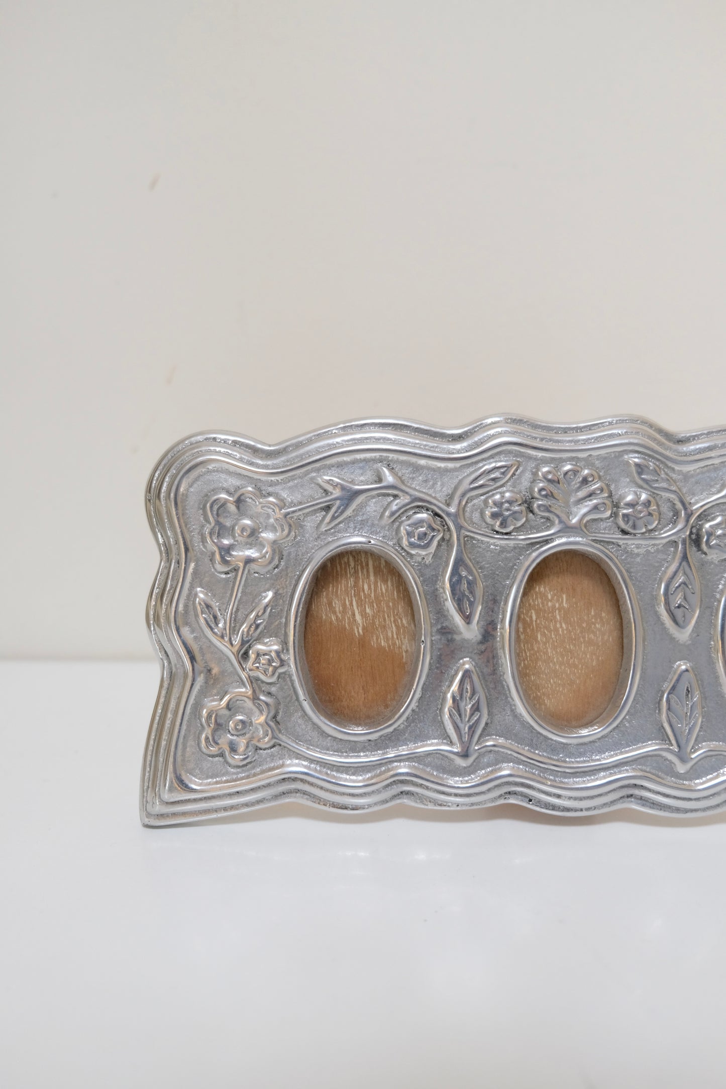 Metal Floral Triple Photo Frame