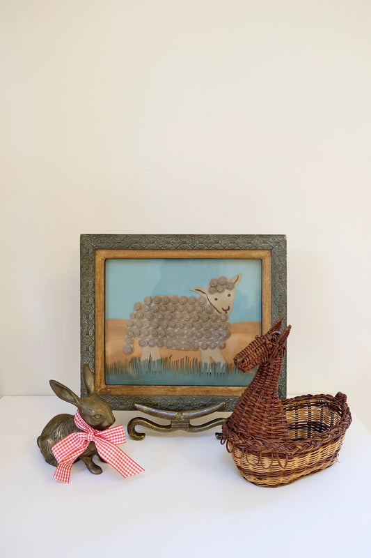 Vintage Framed Folk Art Sheep