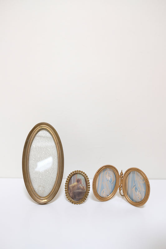 French Antique Oval Brass Frame with Kickstand