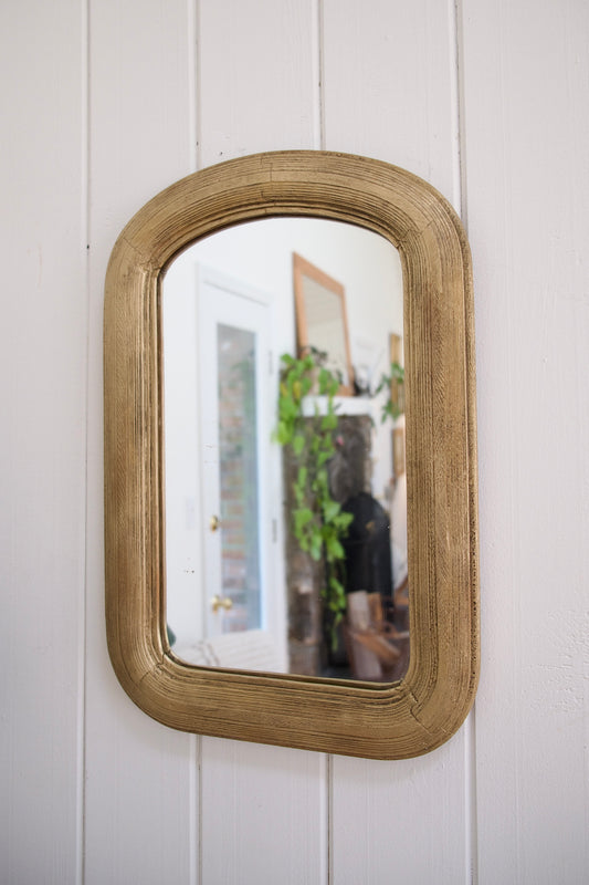 Antique Brass Framed Arched Wall Mirror