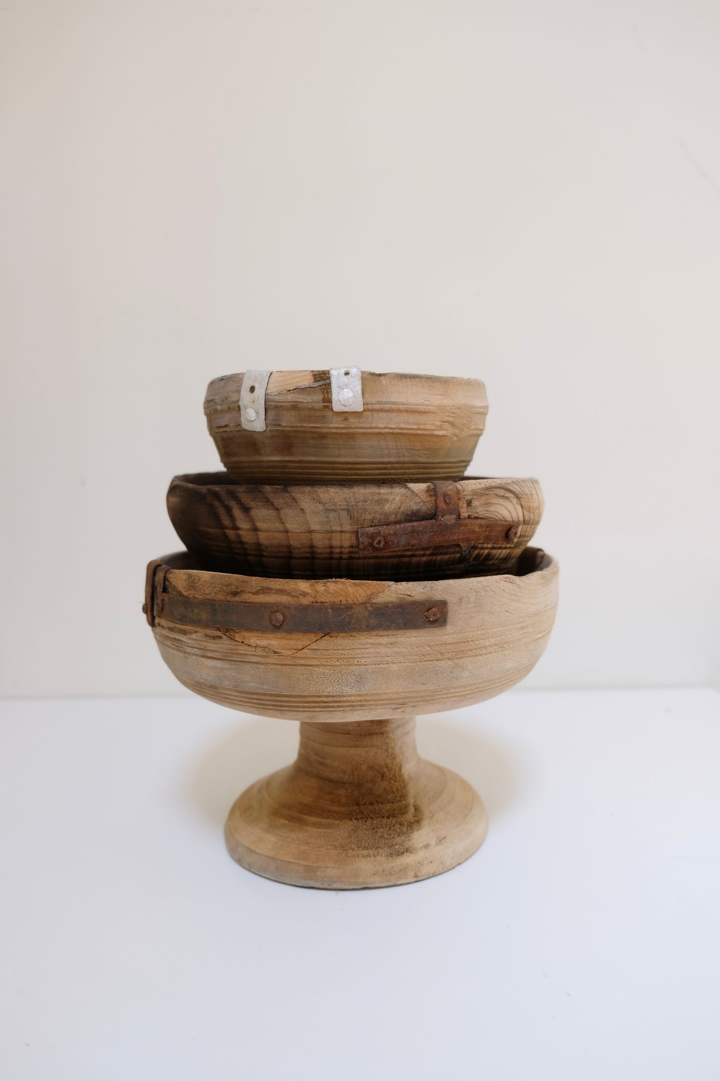 Antique Primitive Footed Wooden Compotes (Sold Separately)