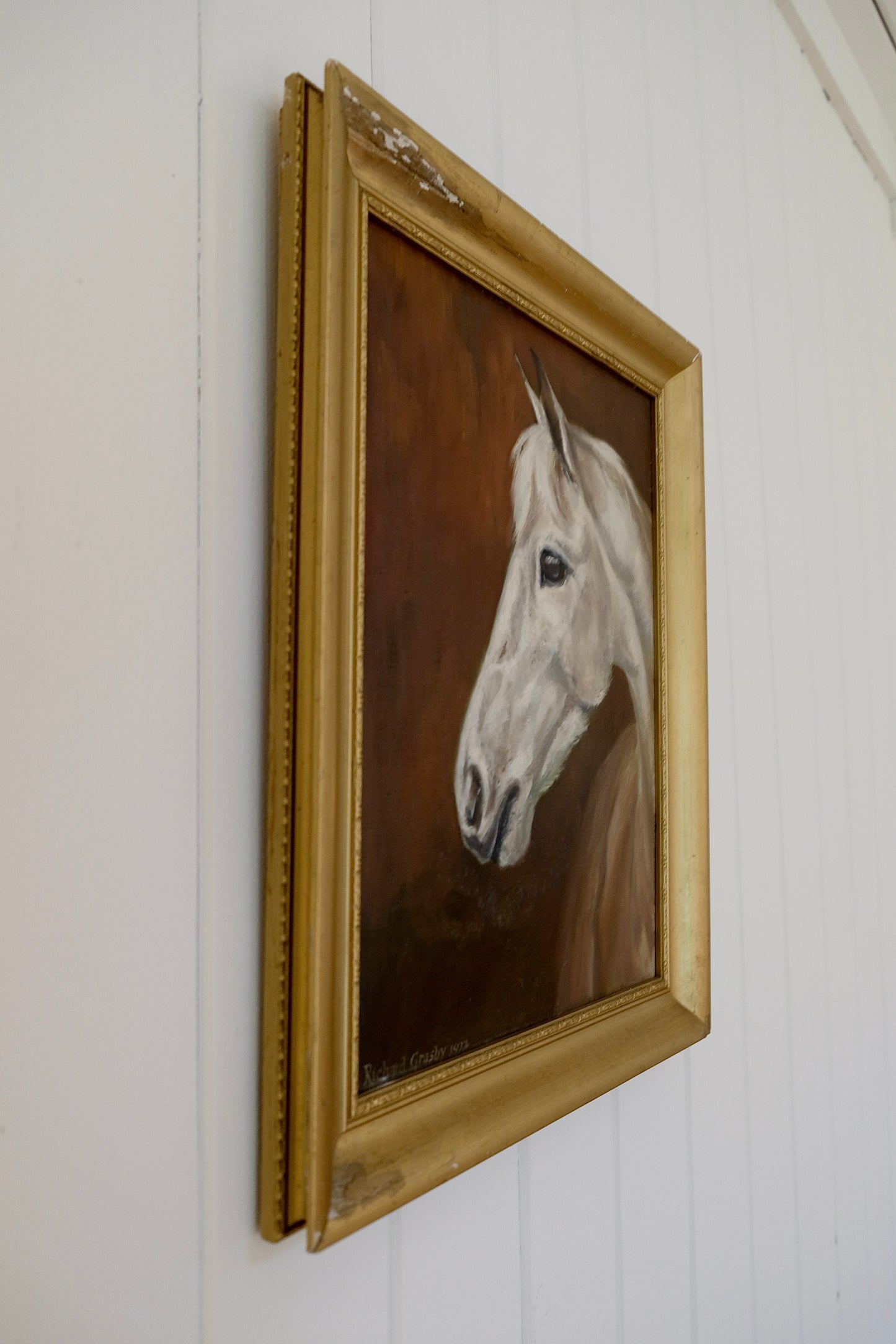 Vintage 1972 Horse Farm Oil Painting